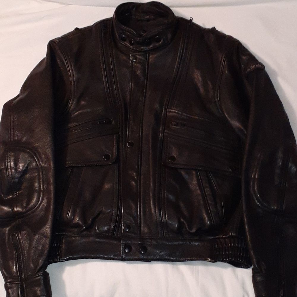 Hein Gericke Black Leather Motorcycle Jacket 38‎